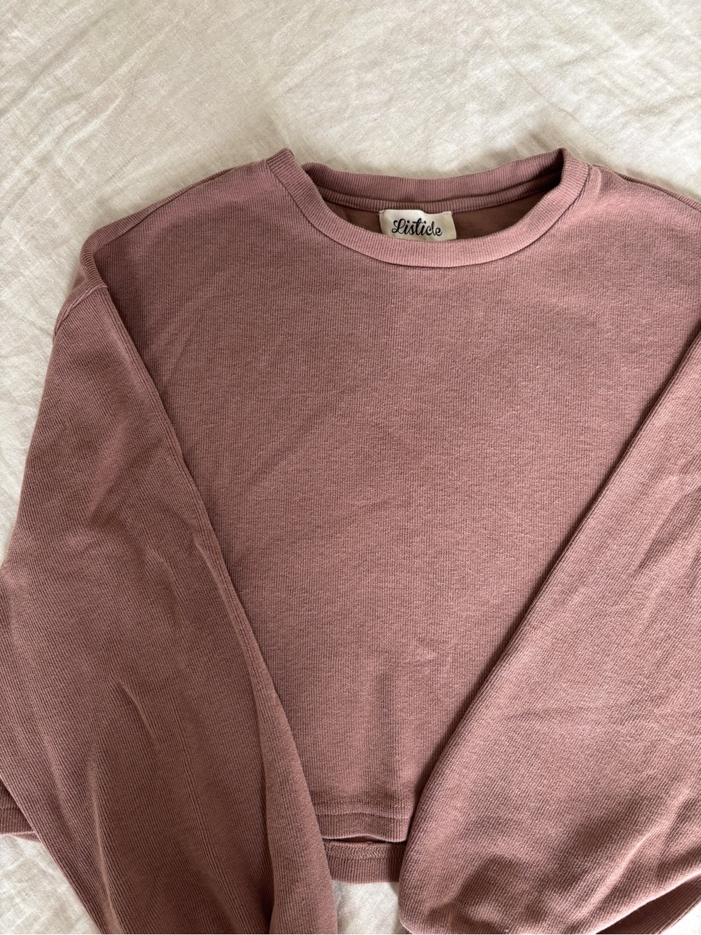 Listicle Mocha Ribbed Lounge Set – Crop Top & Flare Pants (Soft Cozy Set)